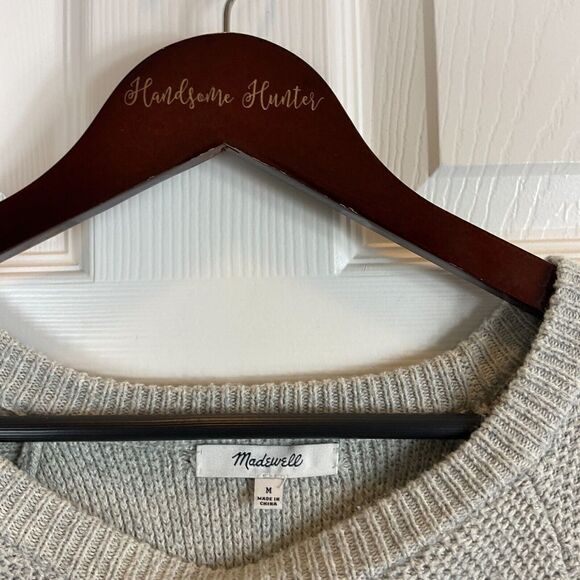 Madewell Province Gray Size M Cross Slit Back Pullover Crew Neck Cozy Sweater N3 - Picture 11 of 12